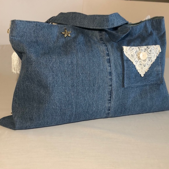 TOTE BAG HANDCRAFTED LUCY ISAACS CHARMS - Picture 13 of 15